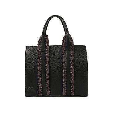 SOFT LEATHER HANDLE STITCH DETAIL TOTE