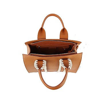 SOFT LEATHER HANDLE STITCH DETAIL TOTE