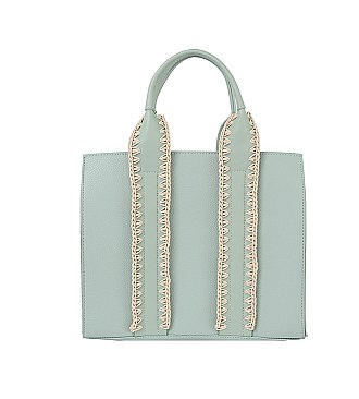 SOFT LEATHER HANDLE STITCH DETAIL TOTE