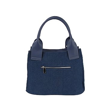 TASSEL DETAIL DENIM CROSSBODY TOTE