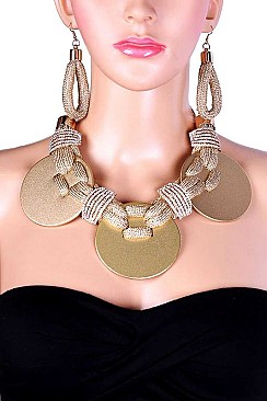 LRG DISCS CHAINED BIB NECKLACE SET