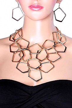 PENTAGON STATEMENT NECKLACE SET