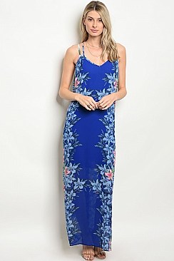 Spaghetti Strap Flaunt Back Floral Print Maxi Dress - Pack of 6 Pieces