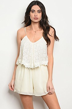 Spaghetti Strap Ruffle Top Romper - Pack of 6 Pieces