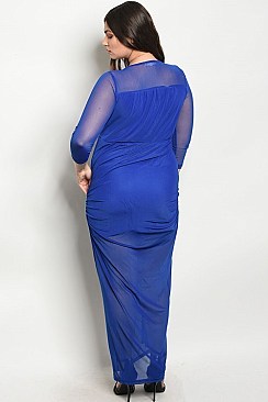 Plus Size Long Sleeve Mesh Maxi dress - Pack of 6 Pieces