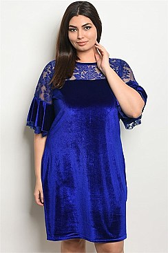 Plus Size Royal Velvet Shift Dress - Pack of 6 Pieces