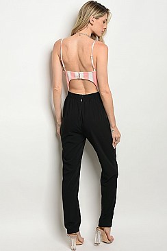 Sleeveless Sweetheart Neckline Striped Jumpsuit - Pack of 6 Pieces