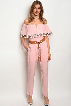 Off the Shoulder Tasselled Belted Jumpsuit - Pack of 6 Pieces