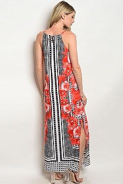 Sleeveless Floral Multi Print Maxi Dress - Pack of 6 Pieces