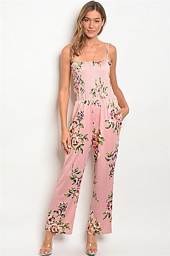 Sleeveless Full Floral Print Jumpsuit - Pack of 6 Pieces