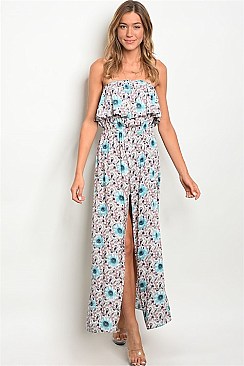 Tube Ruffled Top Floral Maxi Dress - Pack of 6 Pieces