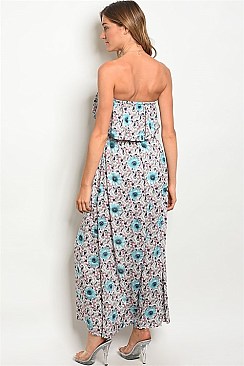 Tube Ruffled Top Floral Maxi Dress - Pack of 6 Pieces