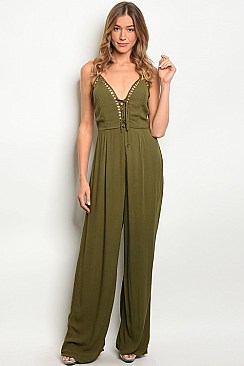 Sleeveless Laced Top Wide Leg Jumpsuit - Pack of 8 Pieces