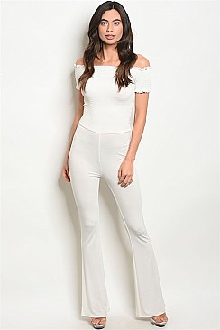 Short Sleeve Off the Shoulder Fitted Jumpsuit - Pack of 6 Pieces