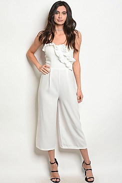 Sleeveless Tube Top Ruffled Cropped Jumpsuit - Pack of 6 Pieces