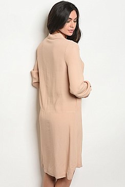 Buttoned Long Sleeves Midi Dress - Pack of 6 Pieces