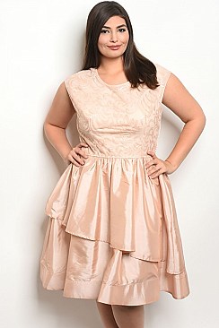 Plus Size Sleeveless V-neck Ruffled Taffeta Dress - Pack of 6 Pieces