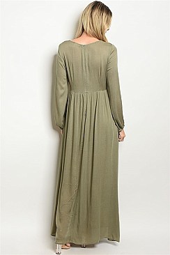 Long sleeve V-neck Toe Front Maxi Dress - Pack of 6 Pieces