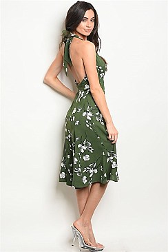 Halter Back Flaunt Floral Midi Dress - Pack of 6 Pieces