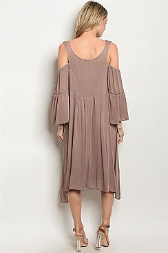 Drop Bell Sleeves Laced Top Midi Dress - Pack of 6 Pieces