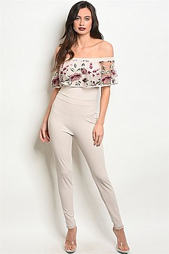 Off the Shoulder Lace Ruffled Jumpsuit - Pack of 6 Pieces