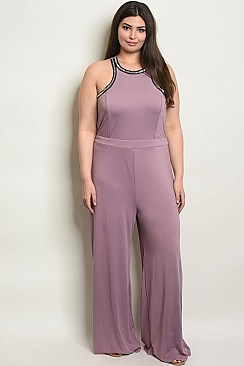 Plus Size Sleeveless Halter Neck Detail Jumpsuit - Pack of 6 Pieces