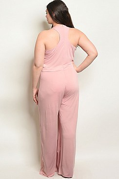 Plus Size Sleeveless Halter Neck Detail Jumpsuit - Pack of 6 Pieces