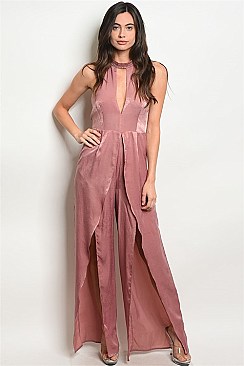 Sleeveless Keyhole Neckline Slit Jumpsuit - Pack of 6 Pieces