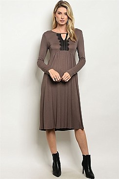 Long Sleeves Laced Top Midi Dress - Pack of 6 Pieces