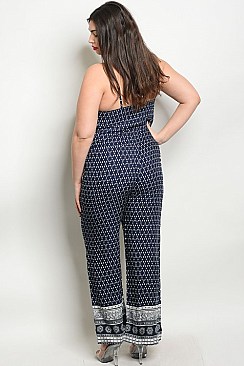 Plus Size Scoop Neck Printed Jumpsuit - Pack of 6 Pieces