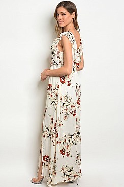 Sleeveless V-neck Floral Print Maxi Dress - Pack of 6 Pieces