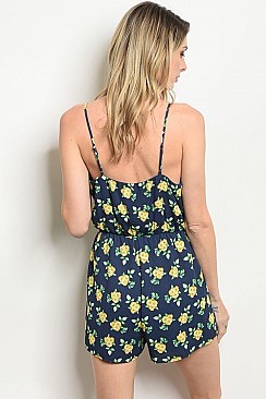 Sleeveless V-neck Floral Print Romper - Pack of 6 Pieces