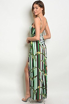 Sleeveless V-neck Printed Side Slit Maxi Dress - Pack of 6 Pieces