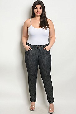 Plus Size Elastic Waistband Skinny Stretch Pants - Pack of 6 Pieces