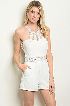 Sleeveless Neckline Detail Fitted Waist Romper - Pack of 6 Pieces