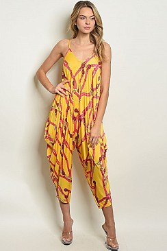 Sleeveless V-neck Printed Loose Fit Jumpsuit - Pack of 6 Pieces