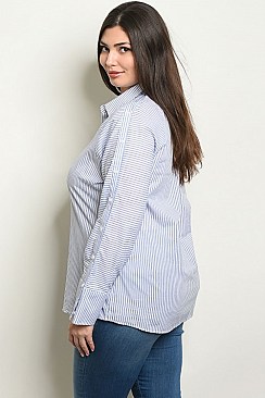 Plus Size Long Sleeve Button Down Shirt - Pack 5 Pieces