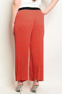 Plus Size Elastic Waistband Polka Dot Pants - Pack of 6 Pieces