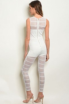 Sleeveless High Neck Full Mesh Jumpsuit - Pack of 6 Pieces