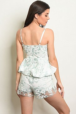 Sleeveless Sweetheart Neckline Lace Peplum Romper - Pack of 6 Pieces