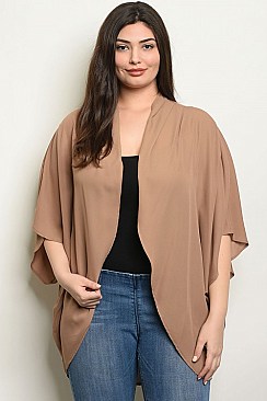 Plus Size 3/4 Sleeve Open Front Kimono - Pack of 6 Pieces