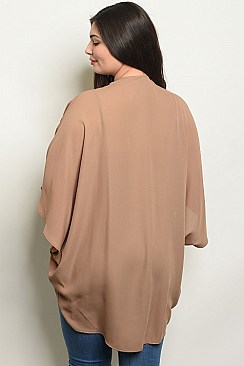 Plus Size 3/4 Sleeve Open Front Kimono - Pack of 6 Pieces