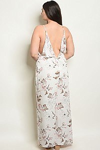 Plus Size Sleeveless V-neck Floral Print Jumpsuit - Pack of 6 Pieces
