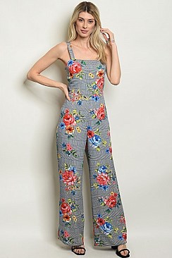 Checkered Floral Jumpsuit - Pack of 5 Pieces