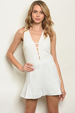 Sleeveless V-neck Sequins Detail Romper - Pack of 5 Pieces