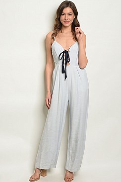 Sleeveless V-neck Lace up Detail Jumpsuit - Pack of 6 Pieces