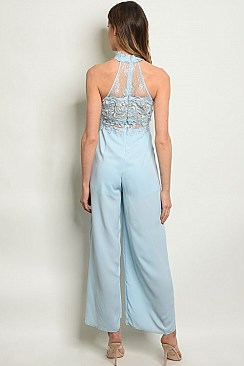 Sleeveless Mock Neck Crochet Detail Jumpsuit - Pack of 6 Pieces