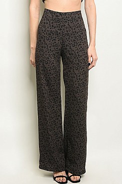 Fitted Waist Leopard Print Wide Leg Trousers - Pack of 6 Pieces