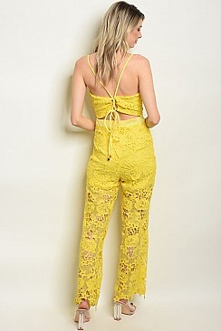 Sleeveless V-neck All Over Crochet Lace Jumpsuit - Pack of 6 Pieces