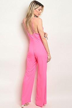 Sleeveless V-neck Wide Leg Jumpsuit - Pack of 6 Pieces